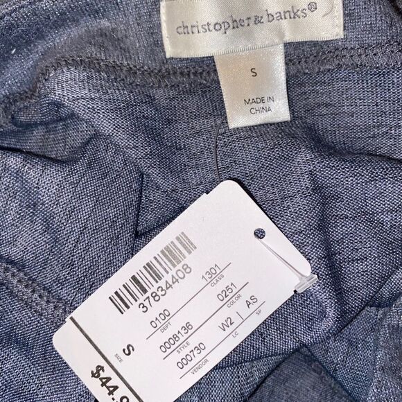 Christopher & Banks Blue Gray Stretchy Boat Neckline Tunic Top Shirt Small NWT - Picture 6 of 9